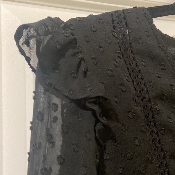 ZARA black polka dot crop top blouse - Picture 2 of 2